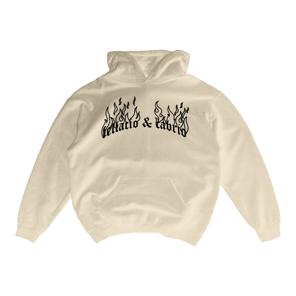 "FLAME" CREAM HOODIE - Fellacio&Cabrio